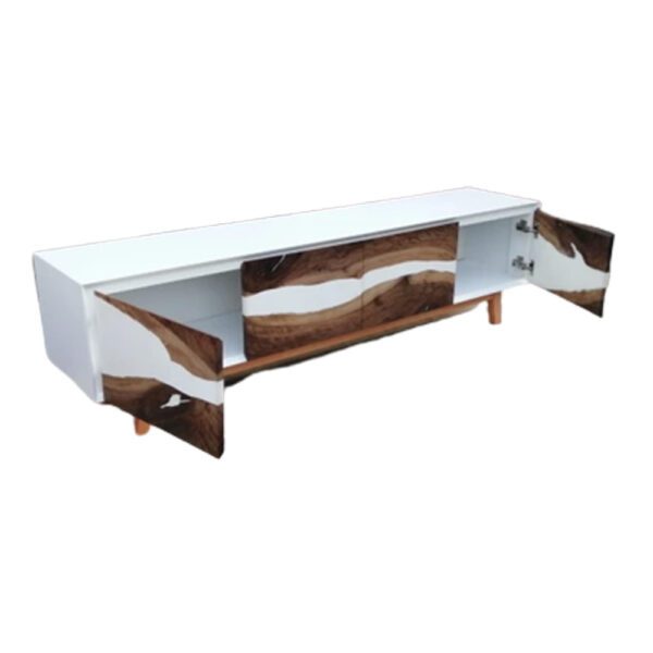 Modern TV Cabinet with White Epoxy – 63” Wooden TV Stand - Image 3