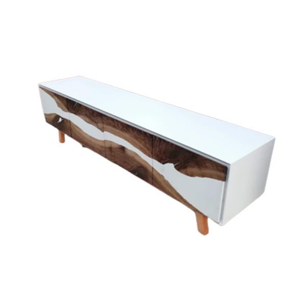 Modern TV Cabinet with White Epoxy – 63” Wooden TV Stand - Image 4